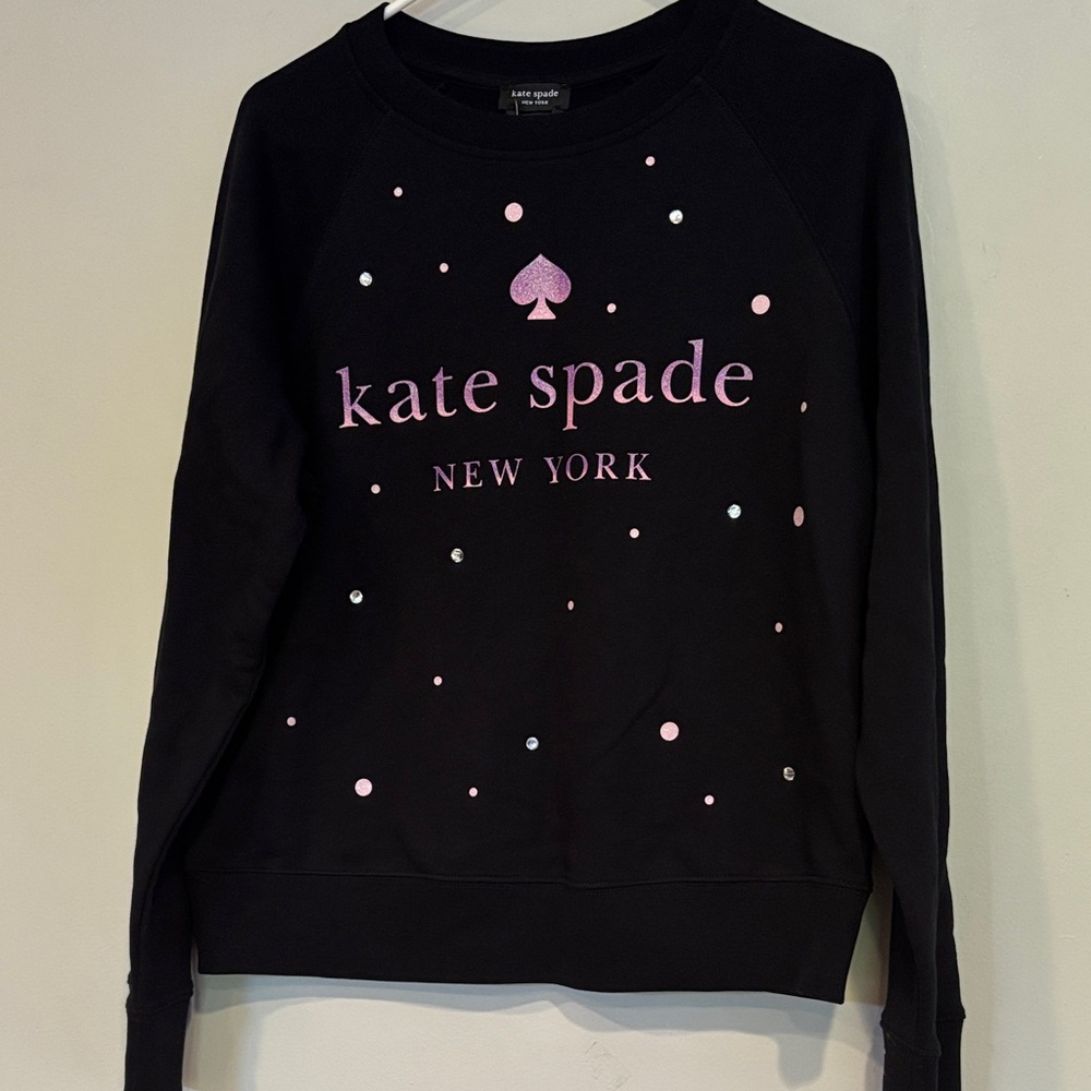 Kate Spade Black Sweatshirt with Pink and Silver Details